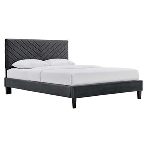 Modway Furniture Roxanne Performance Velvet Twin Platform Bed XRXT Charcoal MOD-7042-CHA