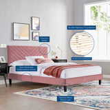 Modway Furniture Roxanne Performance Velvet Twin Platform Bed XRXT Dusty Rose MOD-7042-DUS