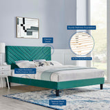 Modway Furniture Roxanne Performance Velvet Twin Platform Bed XRXT Teal MOD-7042-TEA