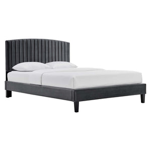 Modway Furniture Alessi Performance Velvet King Platform Bed XRXT Charcoal MOD-7045-CHA