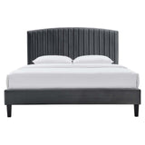 Modway Furniture Alessi Performance Velvet King Platform Bed XRXT Charcoal MOD-7045-CHA