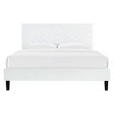 Modway Furniture Roxanne Performance Velvet King Platform Bed XRXT White MOD-7046-WHI