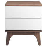 Modway Furniture Envision 2-Drawer Nightstand 0423 Walnut White MOD-7069-WAL-WHI