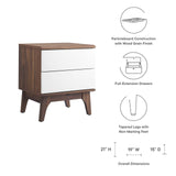 Modway Furniture Envision 2-Drawer Nightstand 0423 Walnut White MOD-7069-WAL-WHI