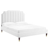 Modway Furniture Colette King Performance Velvet Platform Bed 0423 White MOD-7074-WHI