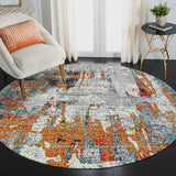 AMER Rugs Montana MON-10 Power-Loomed Abstract Modern & Contemporary Area Rug Orange/Blue 7'6" x 7'6"R