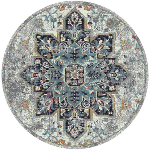 AMER Rugs Montana MON-11 Power-Loomed Medallion Transitional Area Rug Gray 7'6" x 7'6"R