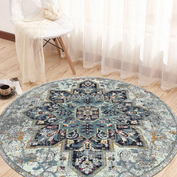 AMER Rugs Montana MON-11 Power-Loomed Medallion Transitional Area Rug Gray 7'6" x 7'6"R