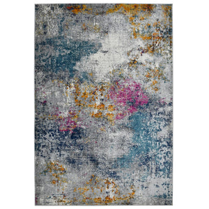 AMER Rugs Montana MON-12 Power-Loomed Abstract Modern & Contemporary Area Rug Blue/Pink 8'10" x 11'10"