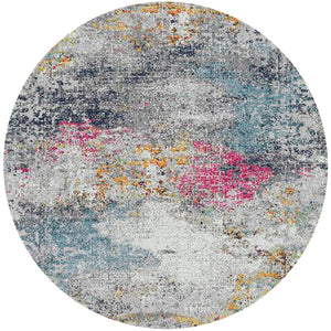 AMER Rugs Montana MON-12 Power-Loomed Abstract Modern & Contemporary Area Rug Blue/Pink 7'6" x 7'6"R