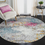 AMER Rugs Montana MON-12 Power-Loomed Abstract Modern & Contemporary Area Rug Blue/Pink 7'6" x 7'6"R