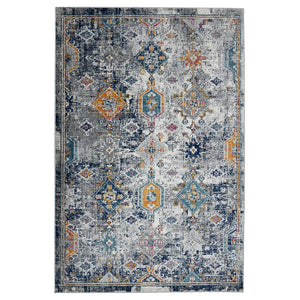AMER Rugs Montana MON-13 Power-Loomed Geometric Southwestern Area Rug Blue/Orange 8'10" x 11'10"