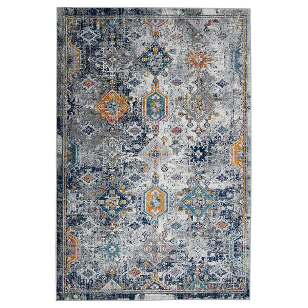 AMER Rugs Montana MON-13 Power-Loomed Geometric Southwestern Area Rug Blue/Orange 8'10" x 11'10"