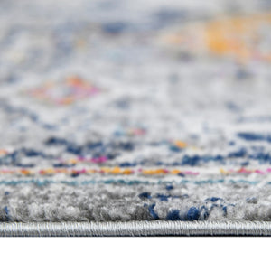 AMER Rugs Montana MON-13 Power-Loomed Geometric Southwestern Area Rug Blue/Orange 8'10" x 11'10"