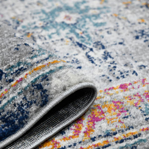 AMER Rugs Montana MON-13 Power-Loomed Geometric Southwestern Area Rug Blue/Orange 8'10" x 11'10"