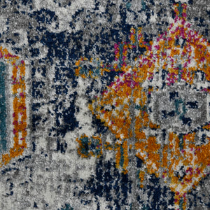 AMER Rugs Montana MON-13 Power-Loomed Geometric Southwestern Area Rug Blue/Orange 8'10" x 11'10"