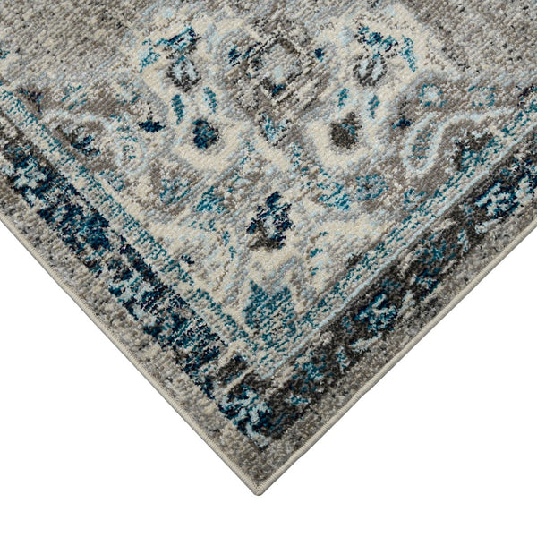 AMER Rugs Montana MON-14 Power-Loomed Medallion Transitional Area Rug Teal 8'10" x 11'10"
