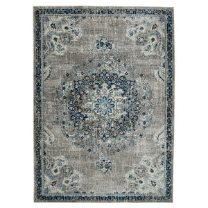AMER Rugs Montana MON-14 Power-Loomed Medallion Transitional Area Rug Teal 8'10" x 11'10"