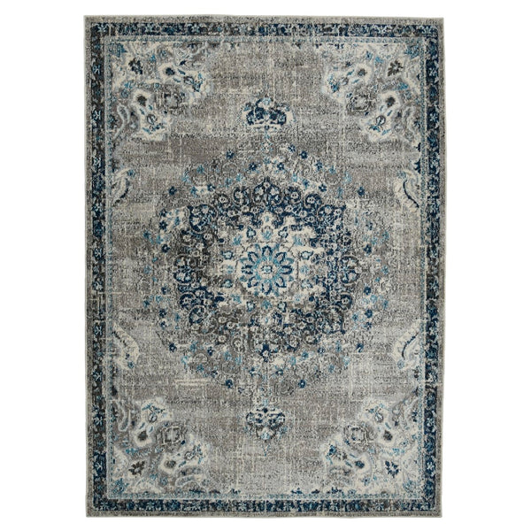 AMER Rugs Montana MON-14 Power-Loomed Medallion Transitional Area Rug Teal 8'10" x 11'10"