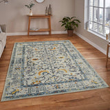 AMER Rugs Montana MON-4 Power-Loomed Bordered Persian Area Rug Ivory/Yellow 8'10" x 11'10"