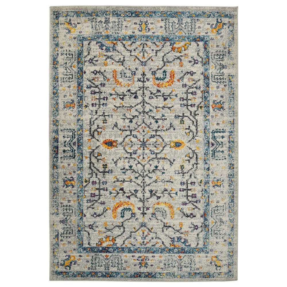 AMER Rugs Montana MON-4 Power-Loomed Bordered Persian Area Rug Ivory/Yellow 8'10" x 11'10"
