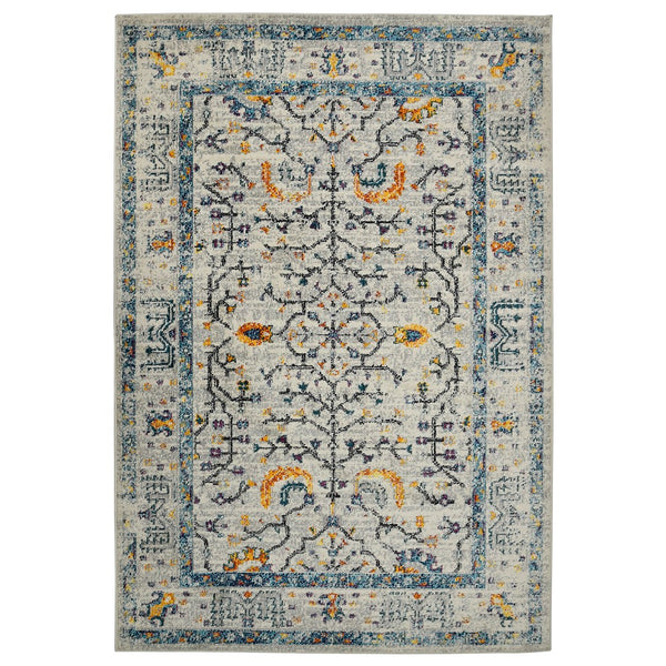 AMER Rugs Montana MON-4 Power-Loomed Bordered Persian Area Rug Ivory/Yellow 8'10" x 11'10"