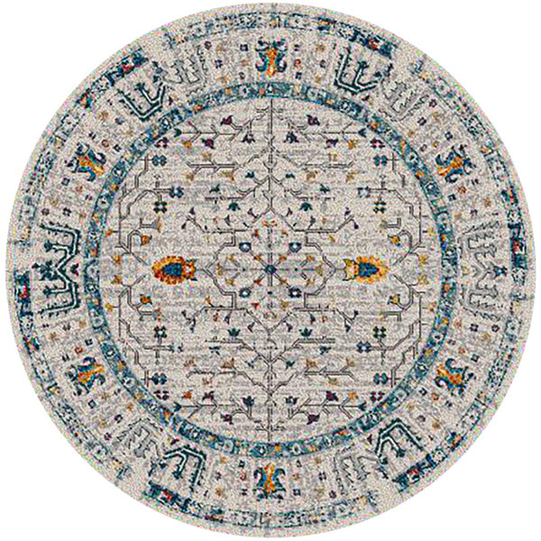 AMER Rugs Montana MON-4 Power-Loomed Bordered Persian Area Rug Ivory/Yellow 7'6" x 7'6"R