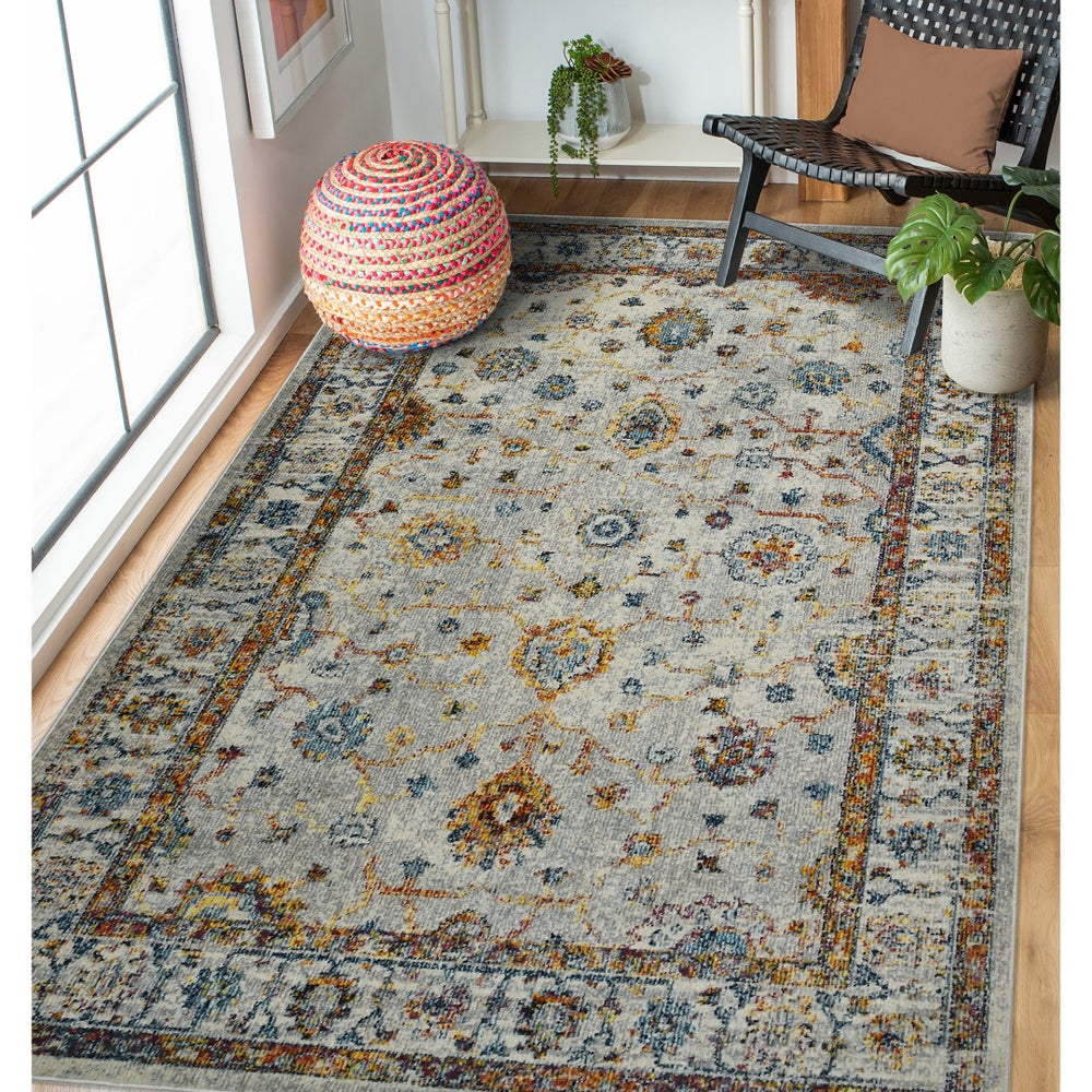 AMER Rugs Montana MON-5 Power-Loomed Bordered Persian Area Rug Ivory/Orange 8'10" x 11'10"