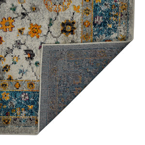 AMER Rugs Montana MON-6 Power-Loomed Bordered Persian Area Rug Blue/Orange 8'10" x 11'10"