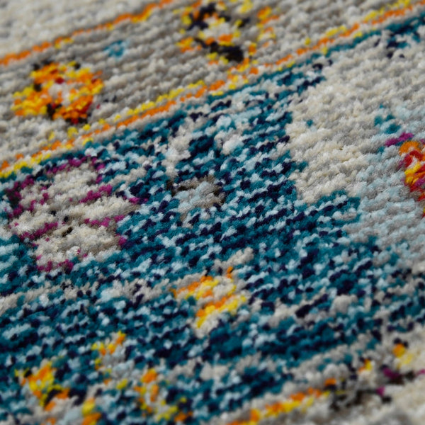 AMER Rugs Montana MON-6 Power-Loomed Bordered Persian Area Rug Blue/Orange 8'10" x 11'10"