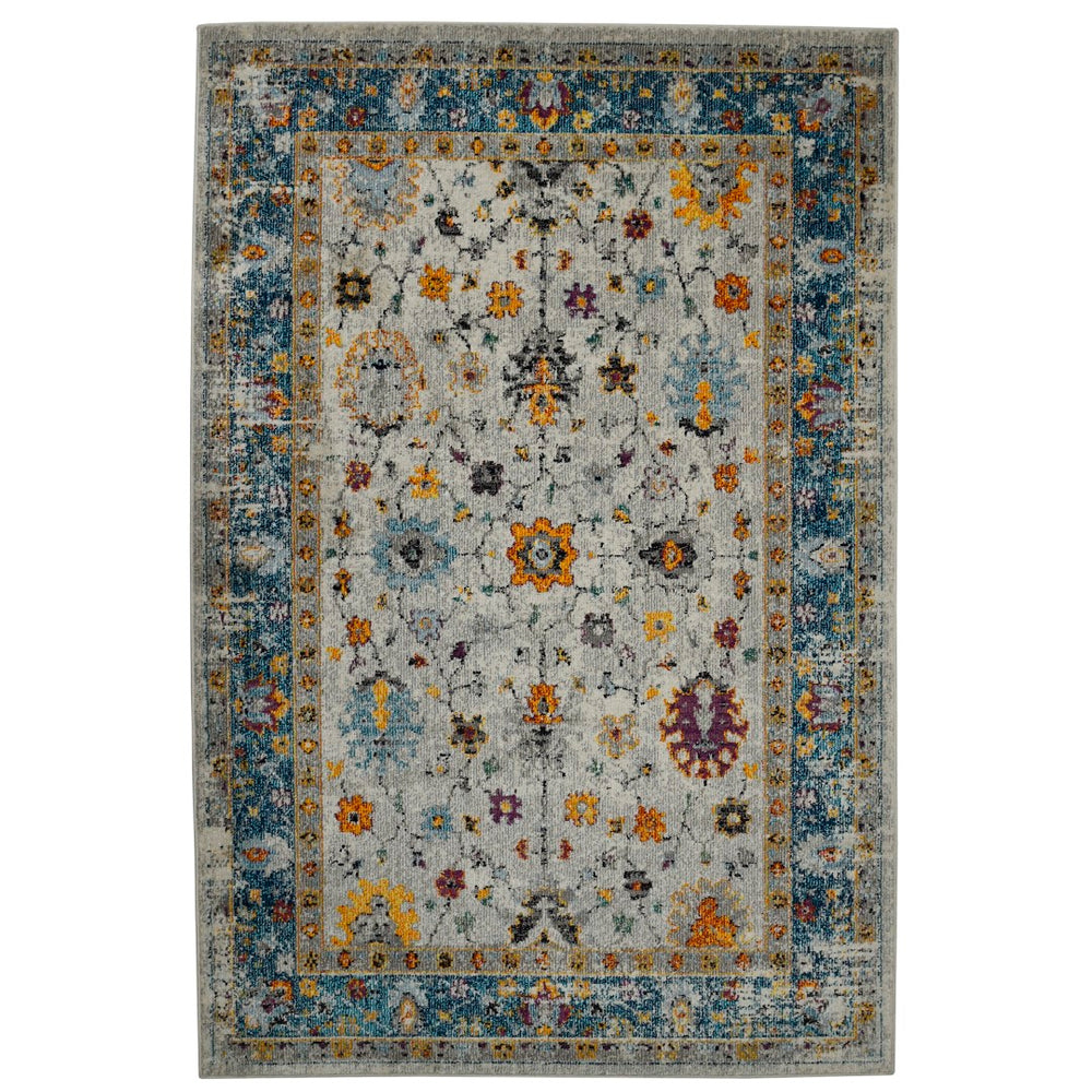 AMER Rugs Montana MON-6 Power-Loomed Bordered Persian Area Rug Blue/Orange 8'10" x 11'10"