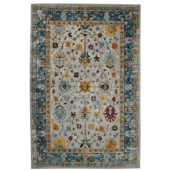 AMER Rugs Montana MON-6 Power-Loomed Bordered Persian Area Rug Blue/Orange 8'10" x 11'10"