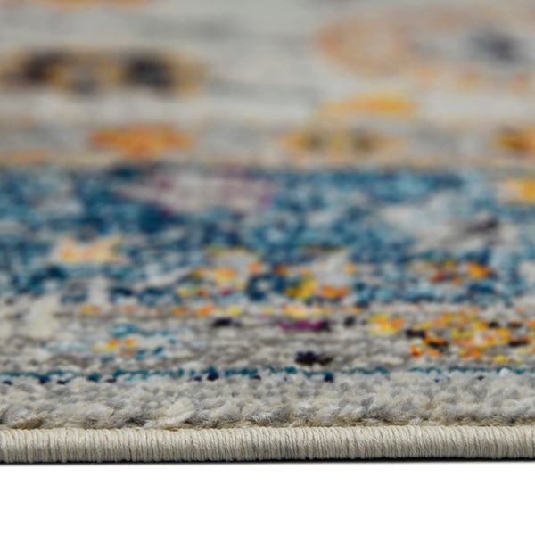 AMER Rugs Montana MON-6 Power-Loomed Bordered Persian Area Rug Blue/Orange 8'10" x 11'10"