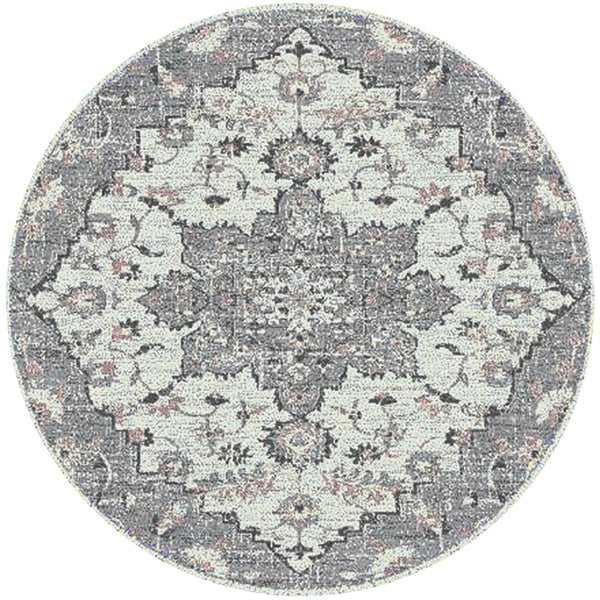 AMER Rugs Montana MON-8 Power-Loomed Medallion Transitional Area Rug Gray 7'6" x 7'6"R