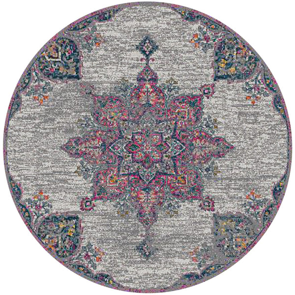 AMER Rugs Montana MON-9 Power-Loomed Medallion Transitional Area Rug Pink 7'6" x 7'6"R