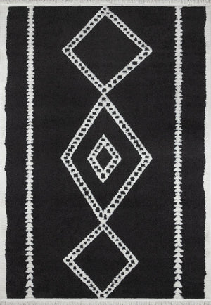 Momeni Monaco MOA-7 Machine Made Contemporary Geometric Indoor Area Rug Black 9'10" x 12'10" MONACMOA-7BLK9ACA