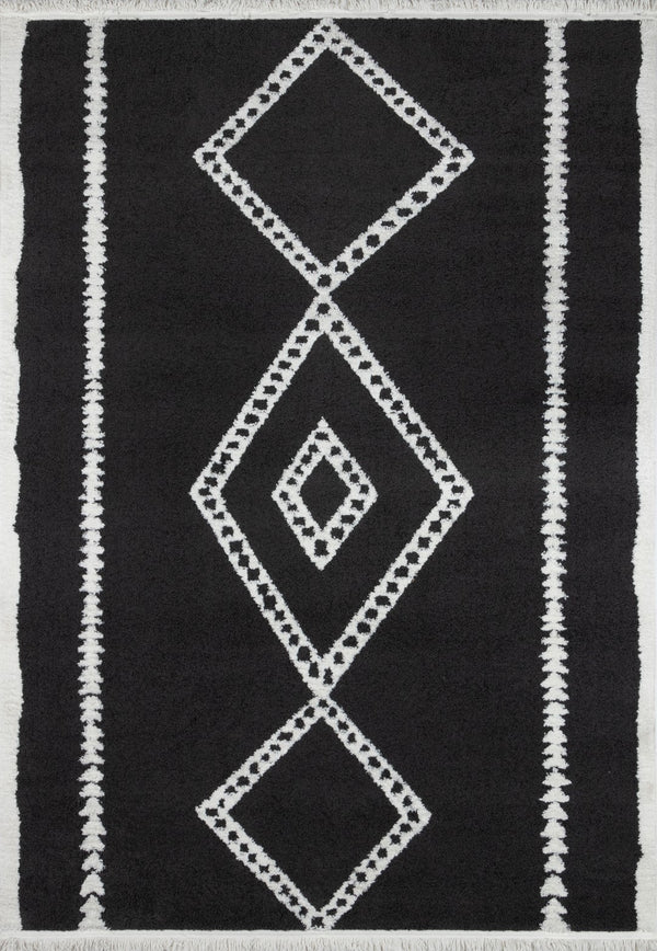 Momeni Monaco MOA-7 Machine Made Contemporary Geometric Indoor Area Rug Black 9'10" x 12'10" MONACMOA-7BLK9ACA