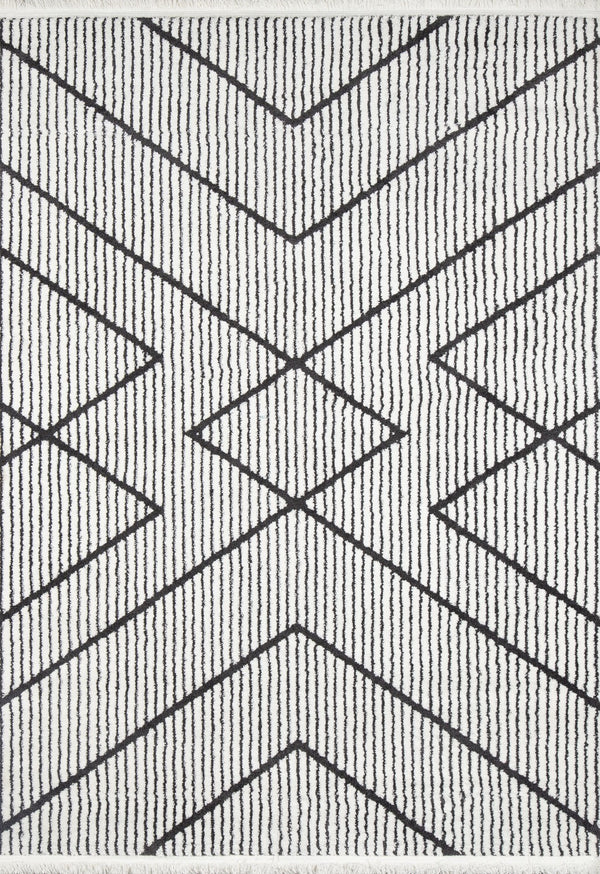 Momeni Monaco MOA-8 Machine Made Contemporary Geometric Indoor Area Rug Ivory 9'10" x 12'10" MONACMOA-8IVY9ACA