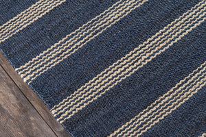 Momeni Novogratz Montauk MTK-1 Hand Woven Contemporary Striped Indoor Area Rug Navy 8'6" x 11'6" MONTAMTK-1NVY86B6