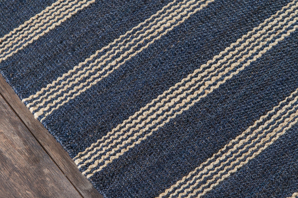 Momeni Novogratz Montauk MTK-1 Hand Woven Contemporary Striped Indoor Area Rug Navy 8'6" x 11'6" MONTAMTK-1NVY86B6