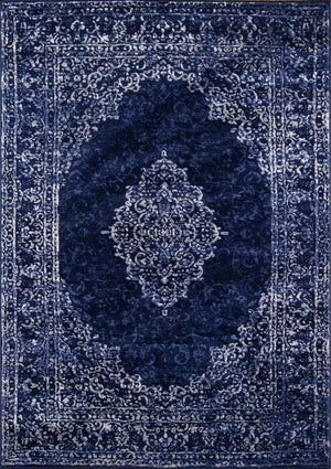 Momeni Monterey MO-03 Machine Made Traditional Medallion Indoor Area Rug Blue 8'6" x 11'6" MONTEMO-03BLU86B6