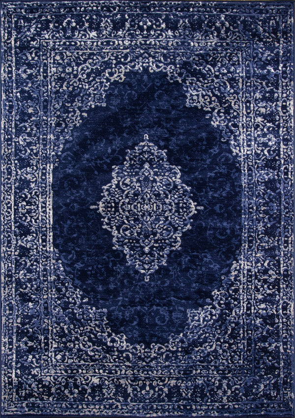 Momeni Monterey MO-03 Machine Made Traditional Medallion Indoor Area Rug Blue 8'6" x 11'6" MONTEMO-03BLU86B6