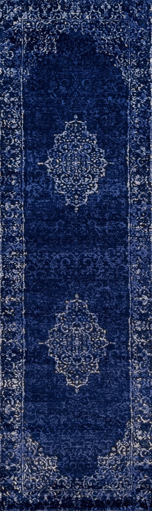Momeni Monterey MO-03 Machine Made Traditional Medallion Indoor Area Rug Blue 8'6" x 11'6" MONTEMO-03BLU86B6