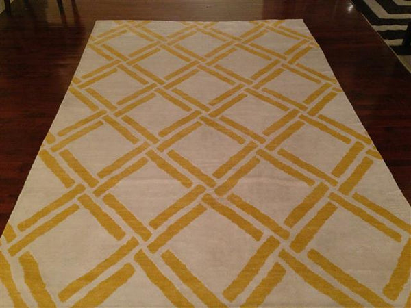 Moroccan 551 Hand Knotted 80% Viscose 20% Cotton 0 Rug Ivory / Gold 80% Viscose 20% Cotton MOR551B-6