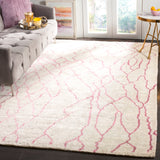 Moroccan 555 Hand Knotted 80% Viscose 20% Cotton 0 Rug Ivory / Pink 80% Viscose 20% Cotton MOR555A-6
