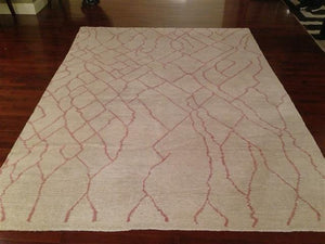 Moroccan 555 Hand Knotted 80% Viscose 20% Cotton 0 Rug Ivory / Pink 80% Viscose 20% Cotton MOR555A-6