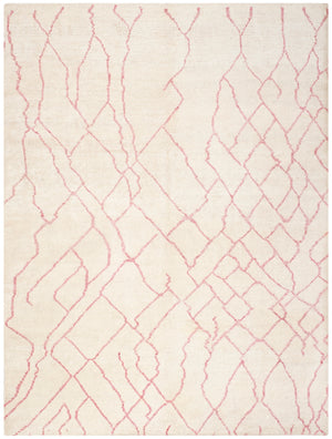 Moroccan 555 Hand Knotted 80% Viscose 20% Cotton 0 Rug Ivory / Pink 80% Viscose 20% Cotton MOR555A-6
