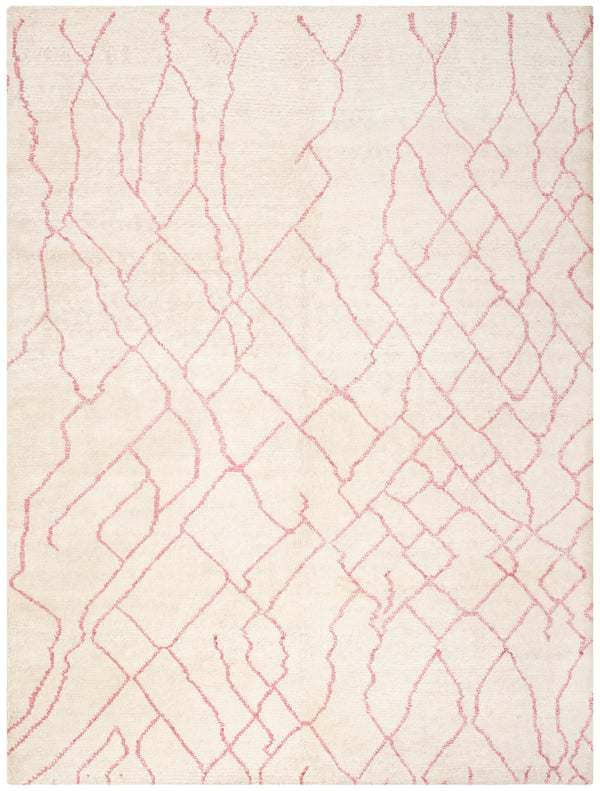 Moroccan 555 Hand Knotted 80% Viscose 20% Cotton 0 Rug Ivory / Pink 80% Viscose 20% Cotton MOR555A-6