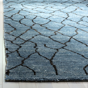 Moroccan 555 Hand Knotted 80% Viscose 20% Cotton 0 Rug Blue / Black 80% Viscose 20% Cotton MOR555B-6