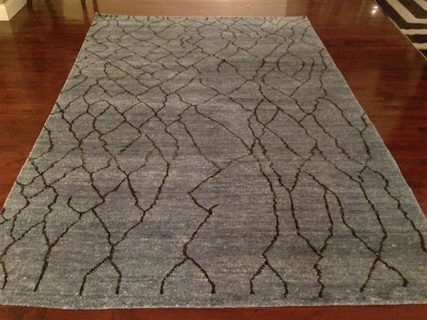 Moroccan 555 Hand Knotted 80% Viscose 20% Cotton 0 Rug Blue / Black 80% Viscose 20% Cotton MOR555B-6